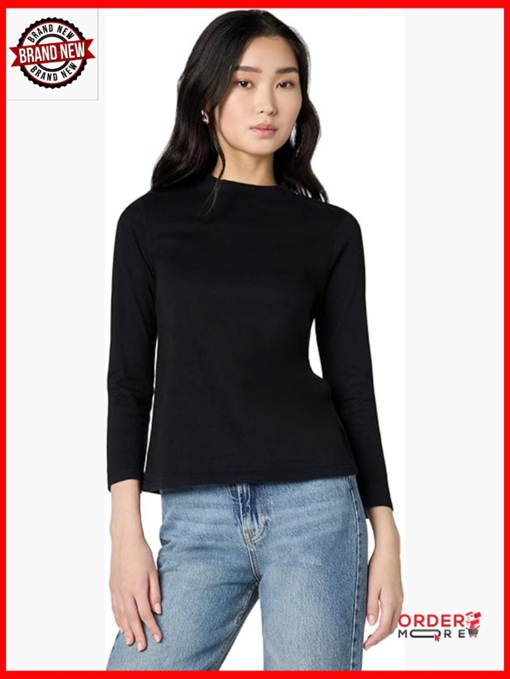 Sueded Jersey Crewneck Tee with Bracelet Sleeve